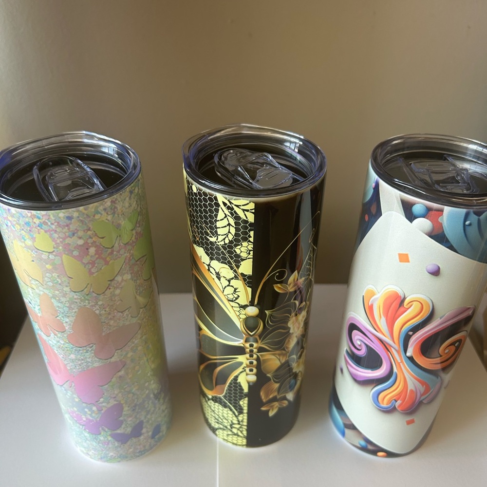 Colorful Butterfly and Abstract Design Tumblers sublimación